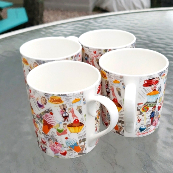 CHRISOPHER VINE Australia PARIS Porcelain Collectible Coffee Mugs, Set of 4 - Picture 4 of 16